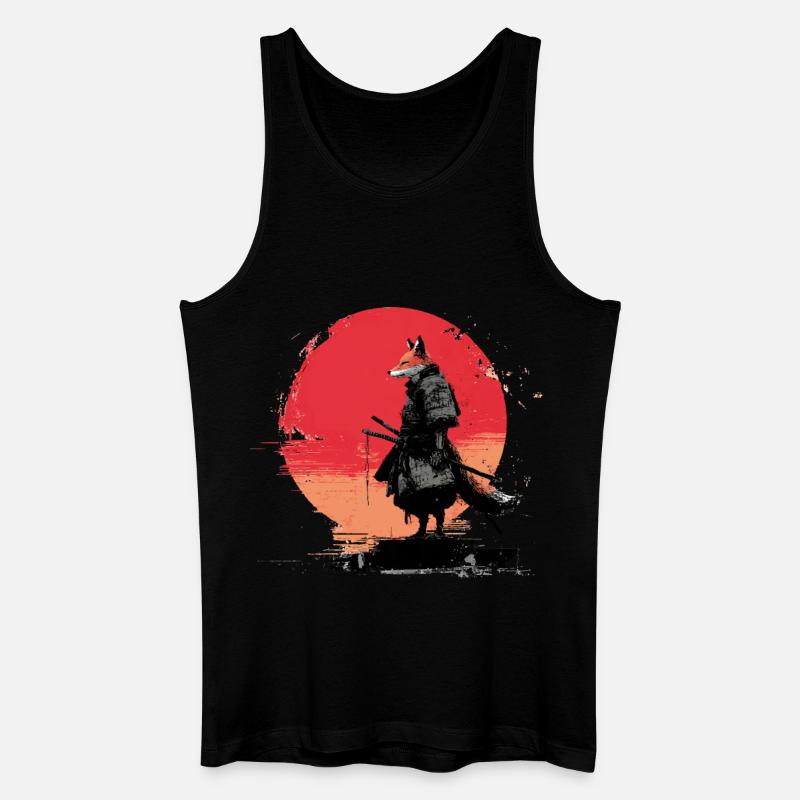 Fox Samurai at Sunset - Men’s Organic Tank Top - black
