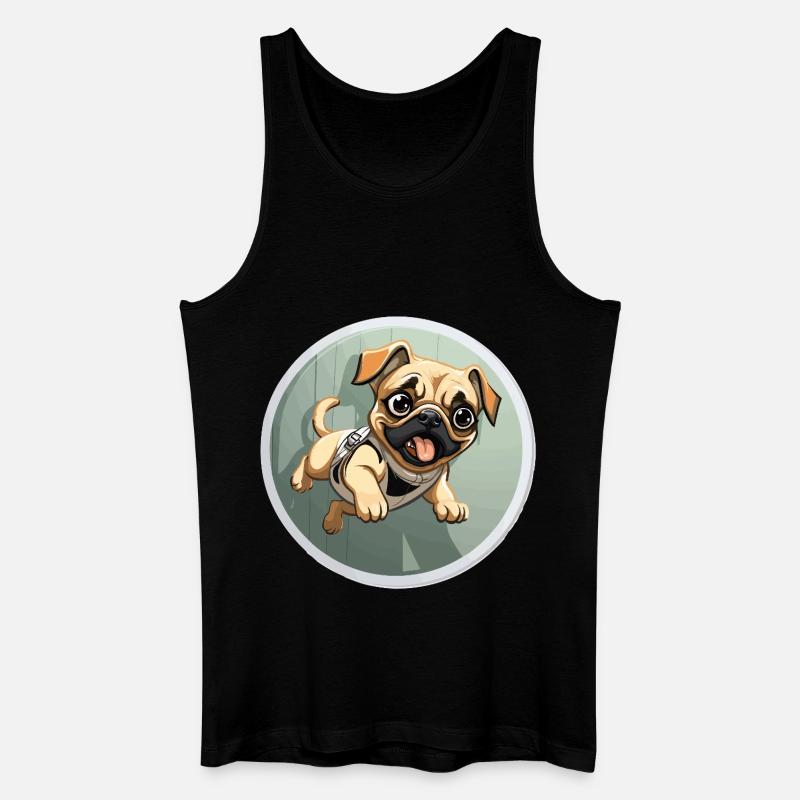 Quiekender Pug Sprinter - Männer Bio Tank Top - Schwarz