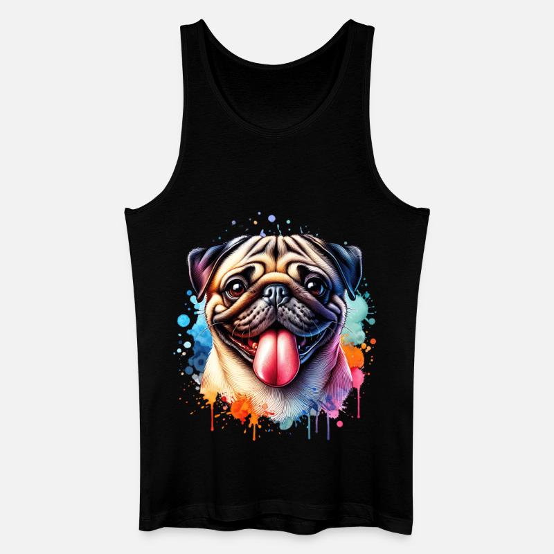 Mops Motiv - Männer Bio Tank Top - Schwarz