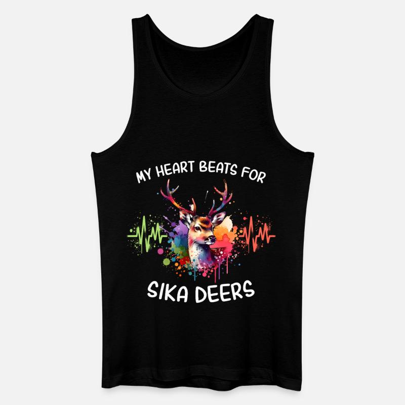 Sikahirsch Herzlinie - Männer Bio Tank Top - Schwarz