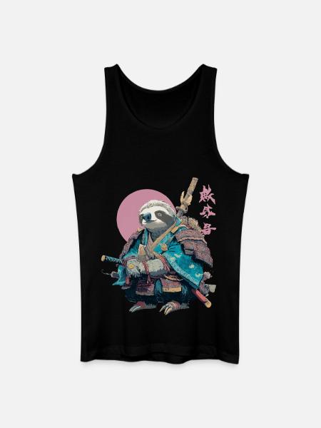 Sloth Samurai in Blue Armor - Men’s Organic Tank Top - black