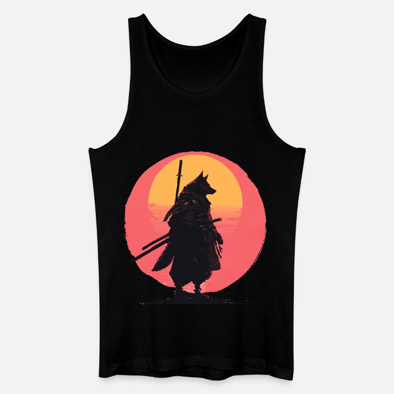 Wolf Sunset Samurai Rider - Männer Bio Tank Top - Schwarz