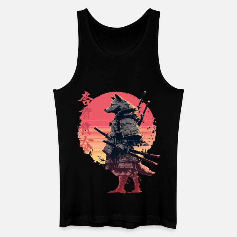 Wolf Samurai at Sunset - Men’s Organic Tank Top - black