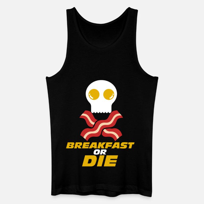 Frühstück oder Totenkopf-Speck-Ei - Männer Bio Tank Top - Schwarz