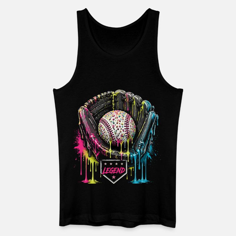 Baseball Handschuh Legend Bunt Grafik - Männer Bio Tank Top - Schwarz