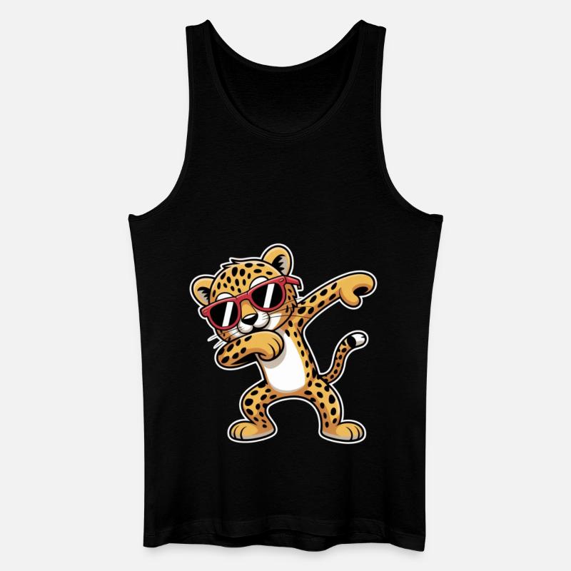 Leopard mit Sonnenbrillen Tanz - Männer Bio Tank Top - Schwarz