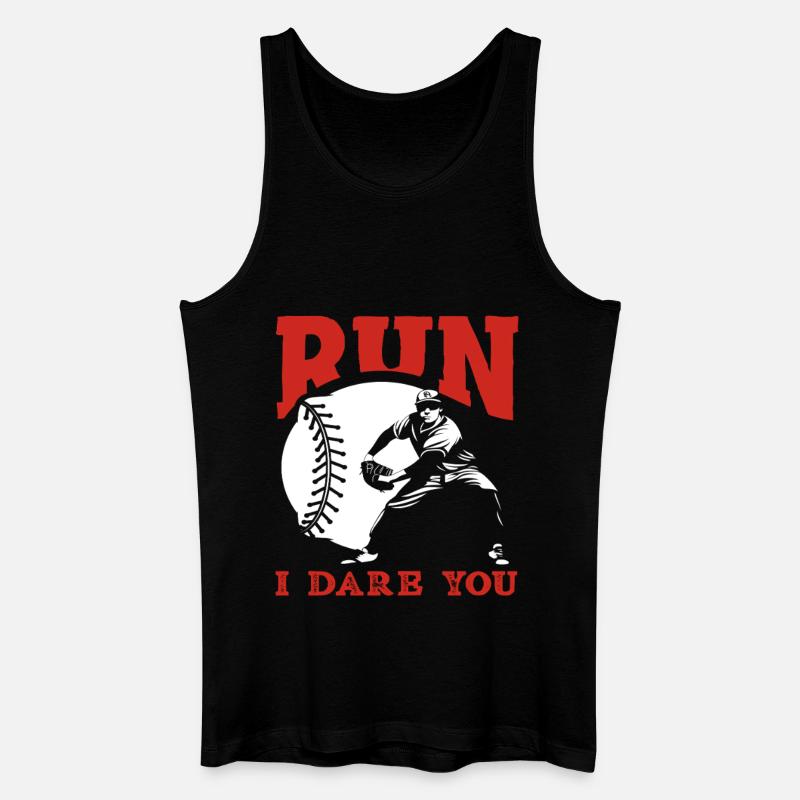 Lauf doch Baseball Catcher Spruch - Männer Bio Tank Top - Schwarz