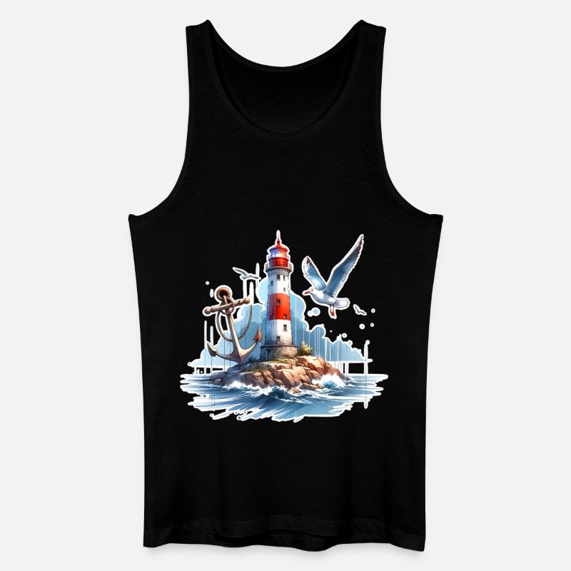 Leuchtturm Anker Möwe - Männer Bio Tank Top - Schwarz
