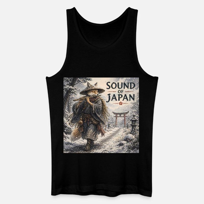 Japanisches Kitsune-Flötendesign - Männer Bio Tank Top - Schwarz