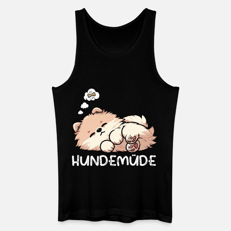 Hundemüde Zwergspitz Zwergspitze Spitzhund Spitz - Männer Bio Tank Top - Schwarz