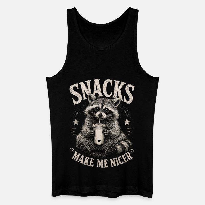 Waschbär, Snacks Make Me Nicer - Männer Bio Tank Top - Schwarz
