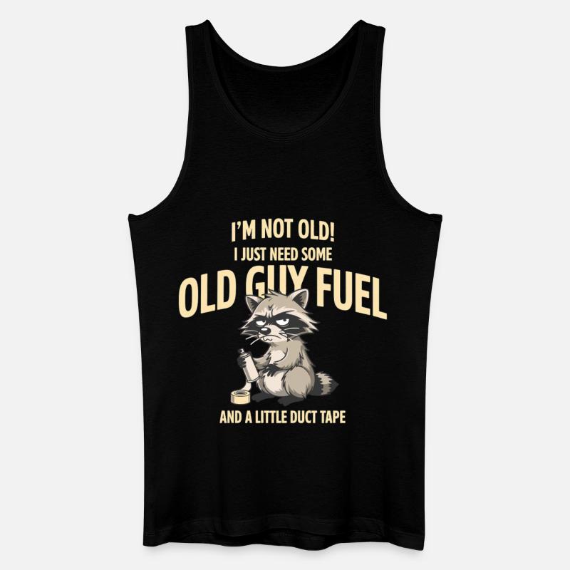 Grumpy Raccoon Old Guy Fuel Tee - Men’s Organic Tank Top - black