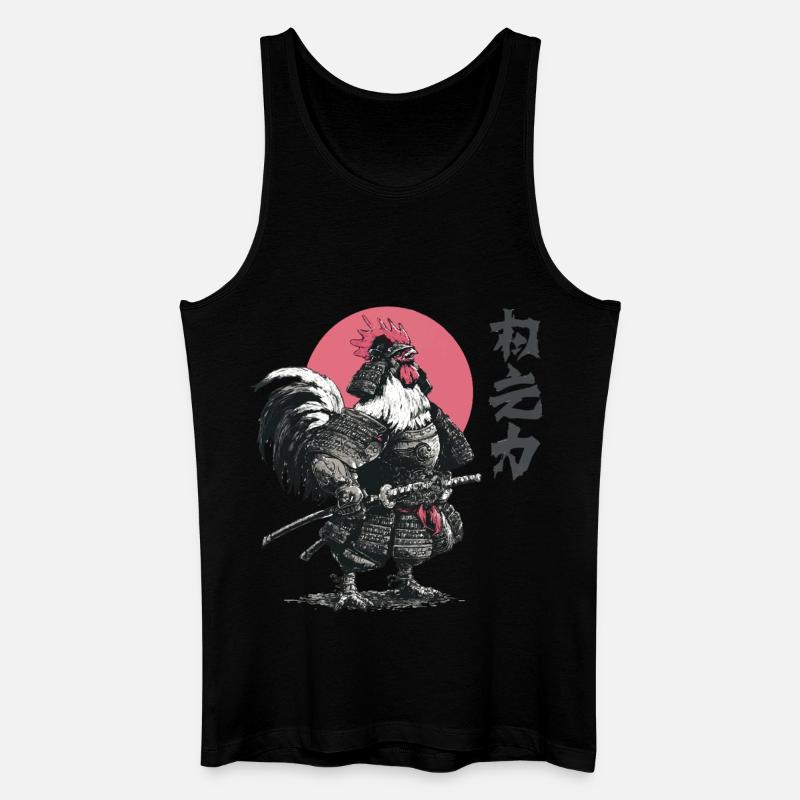 Rooster Samurai Armor Print - Men’s Organic Tank Top - black