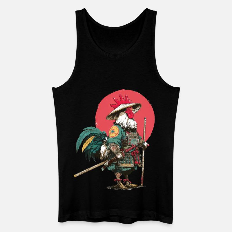 Hahn-Samurai in Rüstung - Männer Bio Tank Top - Schwarz
