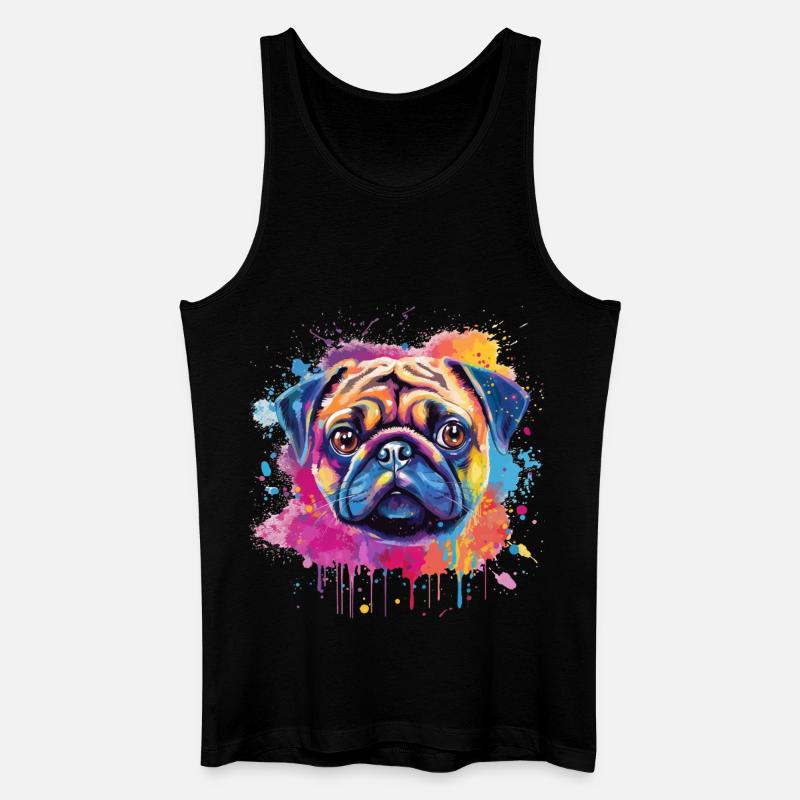 Lebendiges Mops-Splash-Porträt - Männer Bio Tank Top - Schwarz