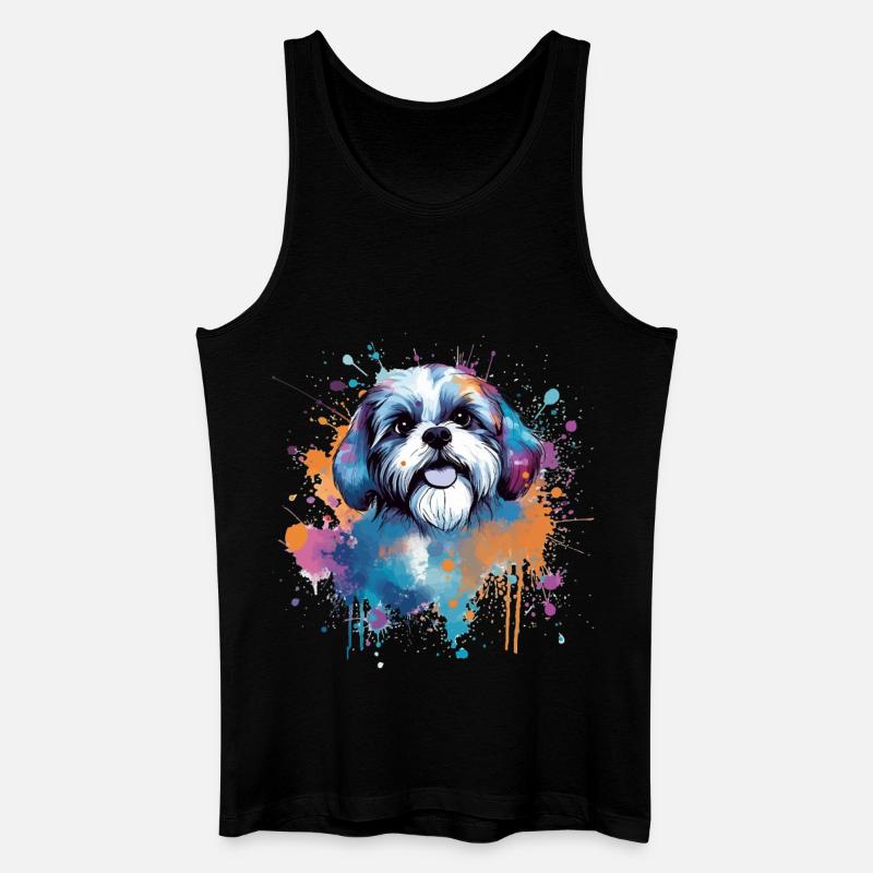 Lebendiger Welpe Splash Shih Tzu - Männer Bio Tank Top - Schwarz