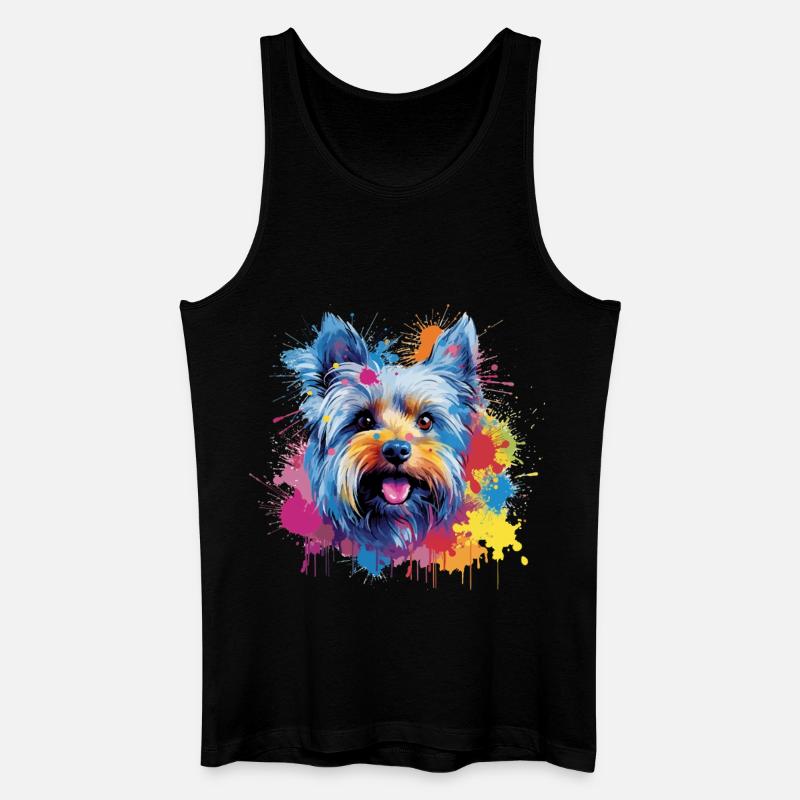 Yorkshire Terrier Hund Bunte Spritzkunst - Männer Bio Tank Top - Schwarz