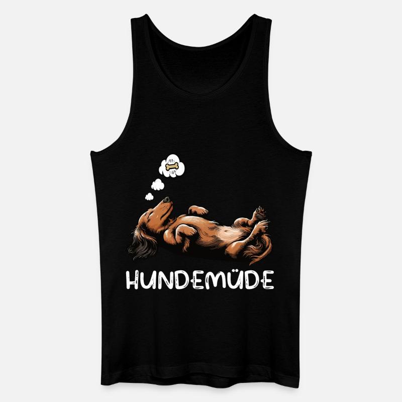 Hundemüde Langhaardackel Dackel Dackelhalter - Männer Bio Tank Top - Schwarz
