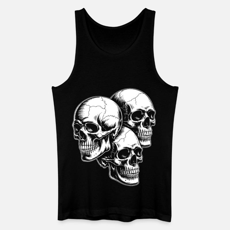 Skull Trio - Männer Bio Tank Top - Schwarz