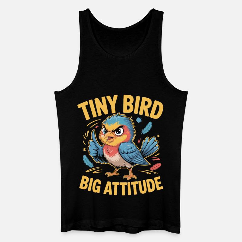 Tiny Bird Big Attitude Vogel Spruch - Männer Bio Tank Top - Schwarz