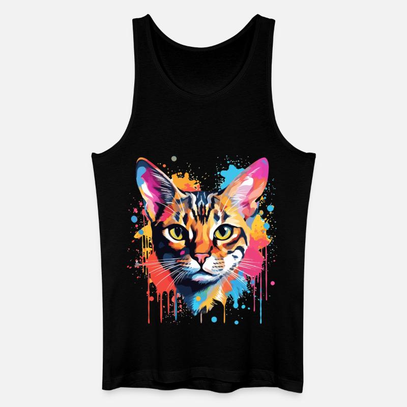Bengalisches Katzengesicht Bunte Spritzkunst - Männer Bio Tank Top - Schwarz