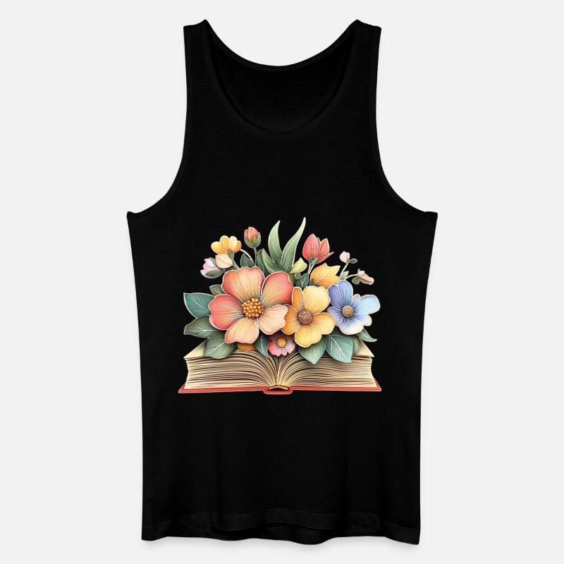 Buch mit Blumen - Männer Bio Tank Top - Schwarz