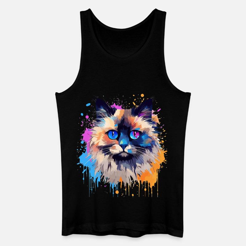 Bunte Birman-Katzengesicht-Splash-Kunst - Männer Bio Tank Top - Schwarz