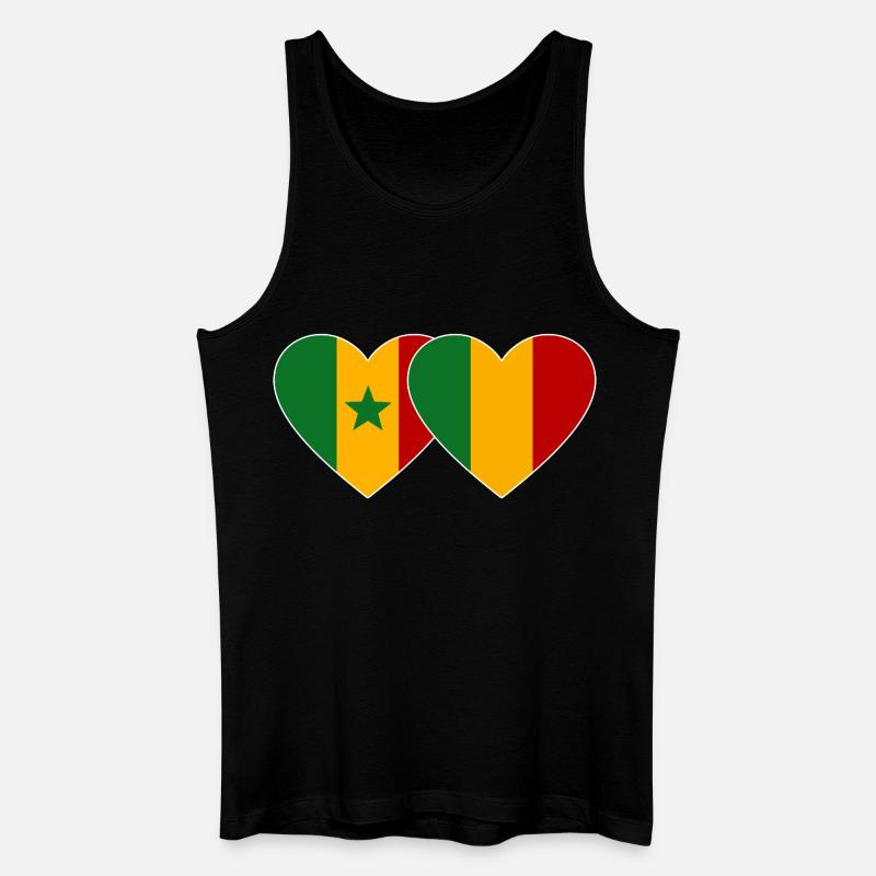 Senegal_Mali_Flagge_Herz - Männer Bio Tank Top - Schwarz