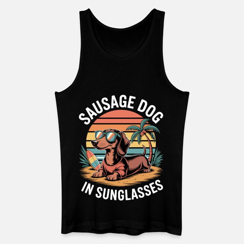 Beach Dackel - Männer Bio Tank Top - Schwarz