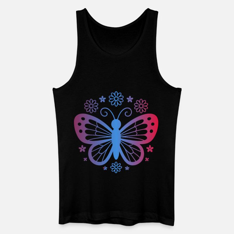 Gradient butterfly with flowers - Men’s Organic Tank Top - black