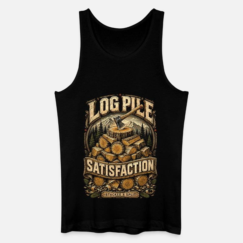 Holzfäller Baumfäller Log Pile Satisfaction - Männer Bio Tank Top - Schwarz