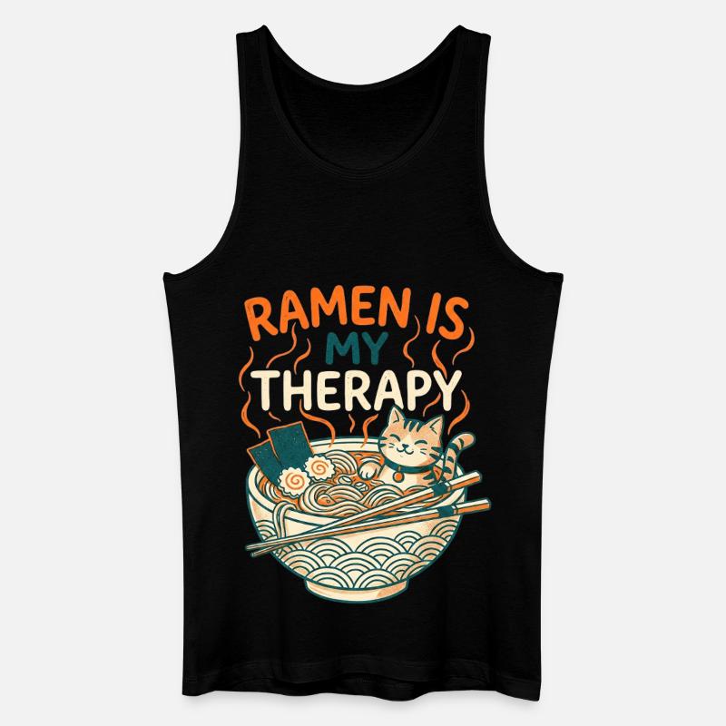 Ramen Therapy Cat - Débardeur bio Homme - noir