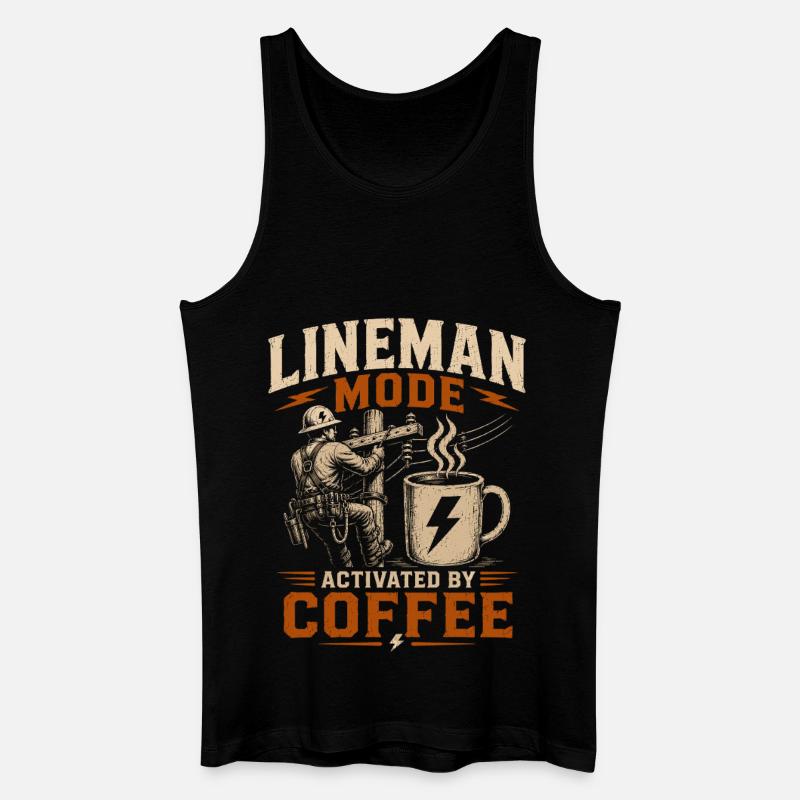 Lustiger Lineman Kaffee Strom Arbeit - Männer Bio Tank Top - Schwarz