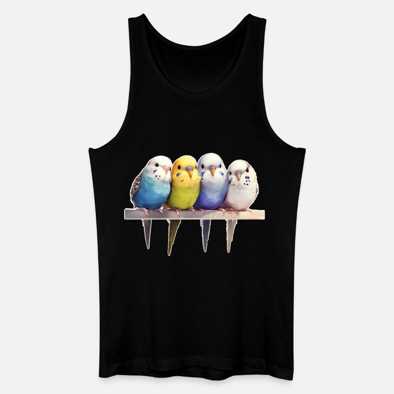 Wellensittiche Gruppe - Männer Bio Tank Top - Schwarz