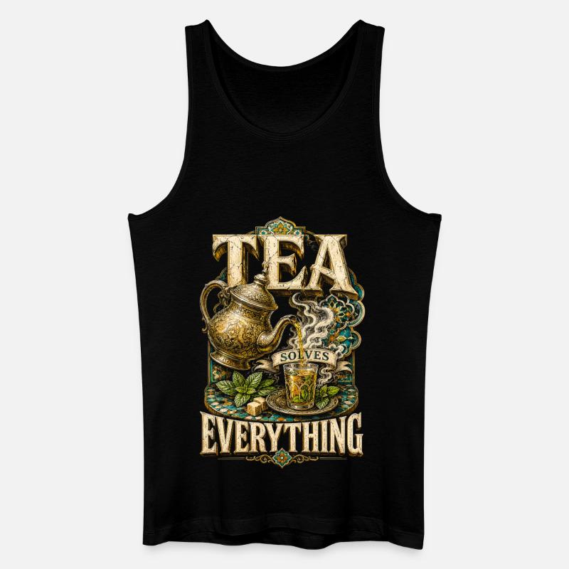 Marokkaner Marokko Tea Solves Everything - Männer Bio Tank Top - Schwarz