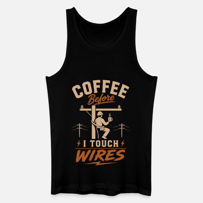 Kaffee Bevor Ich Kabel Anfasse - Männer Bio Tank Top - Schwarz