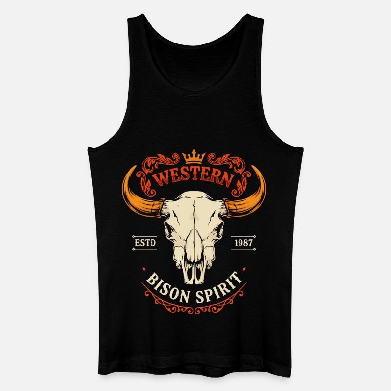 Crâne d’esprit du bison occidental - Débardeur bio Homme - noir
