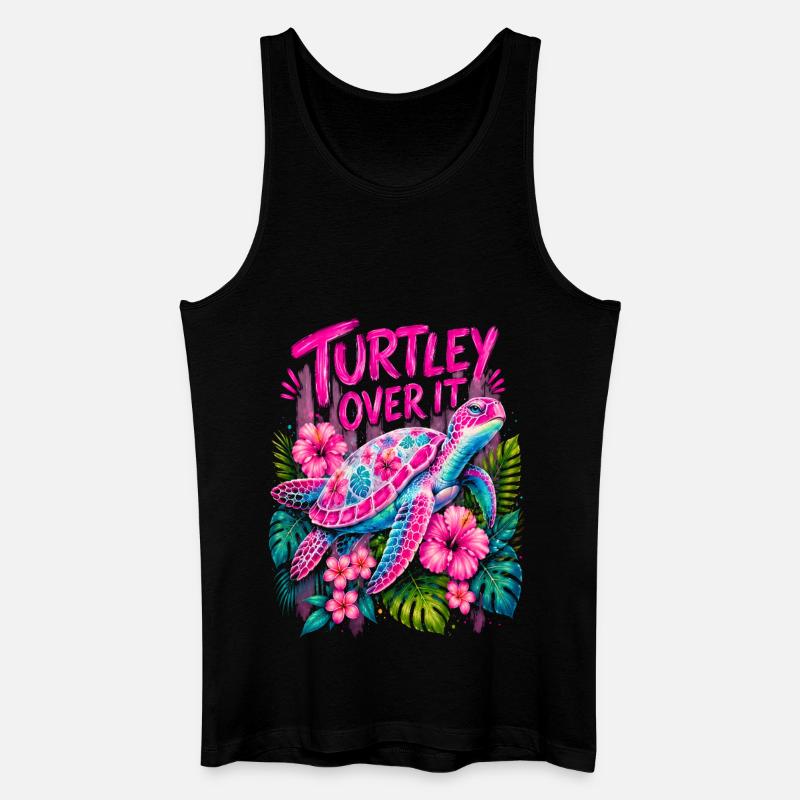 Turtley Over It Cute Turtle Flower - Männer Bio Tank Top - Schwarz