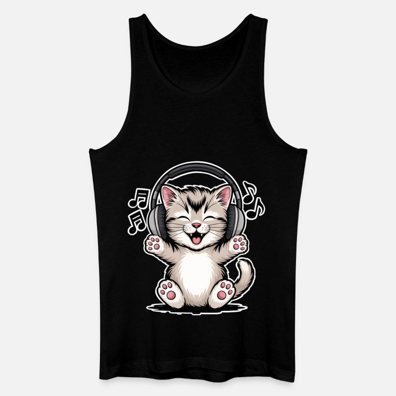 Katze Musik  - Männer Bio Tank Top - Schwarz