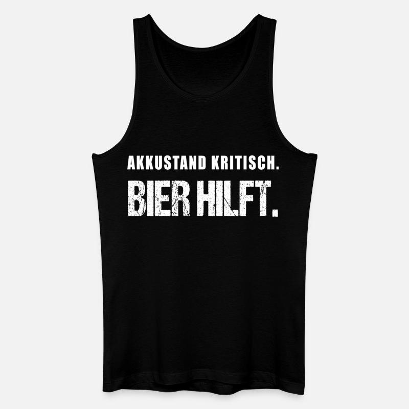 Akkustand kritisch Bier hilft Lustiger Spruch - Männer Bio Tank Top - Schwarz