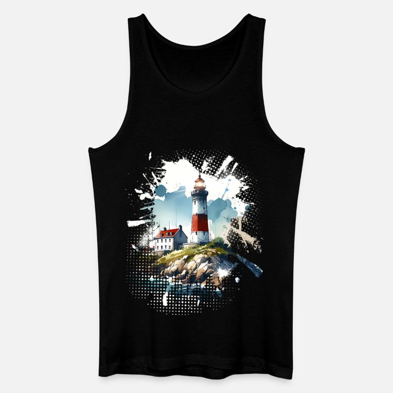 Leuchtturm - Männer Bio Tank Top - Schwarz
