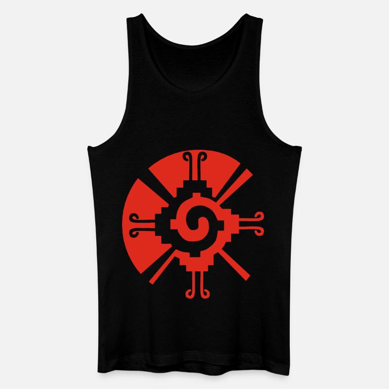 Sonnengeometrisches Muster (Rot) - Männer Bio Tank Top - Schwarz