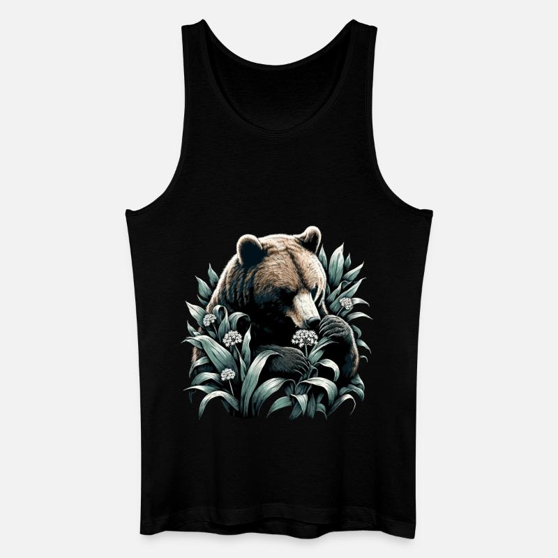 Cadeau Bear Eats Wild Garlic - Débardeur bio Homme - noir