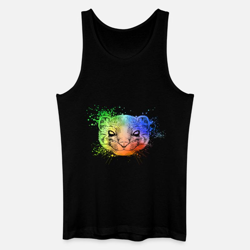 Farbiger Kopf des Frettchen - Männer Bio Tank Top - Schwarz