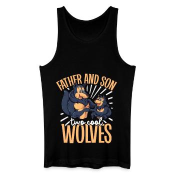 Coole Wölfe - Vater und Sohn - Männer Bio Tank Top - Schwarz - Vorne