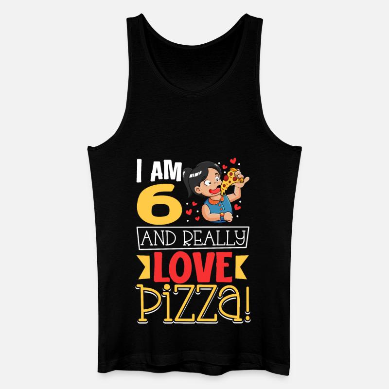 Ich bin 6 - Mädchen Pizza - Männer Bio Tank Top - Schwarz