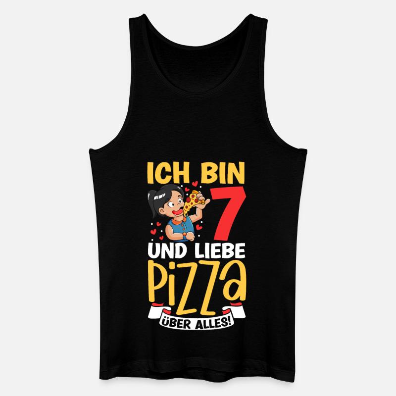 Ich bin 7 - Mädchen Pizza - Männer Bio Tank Top - Schwarz