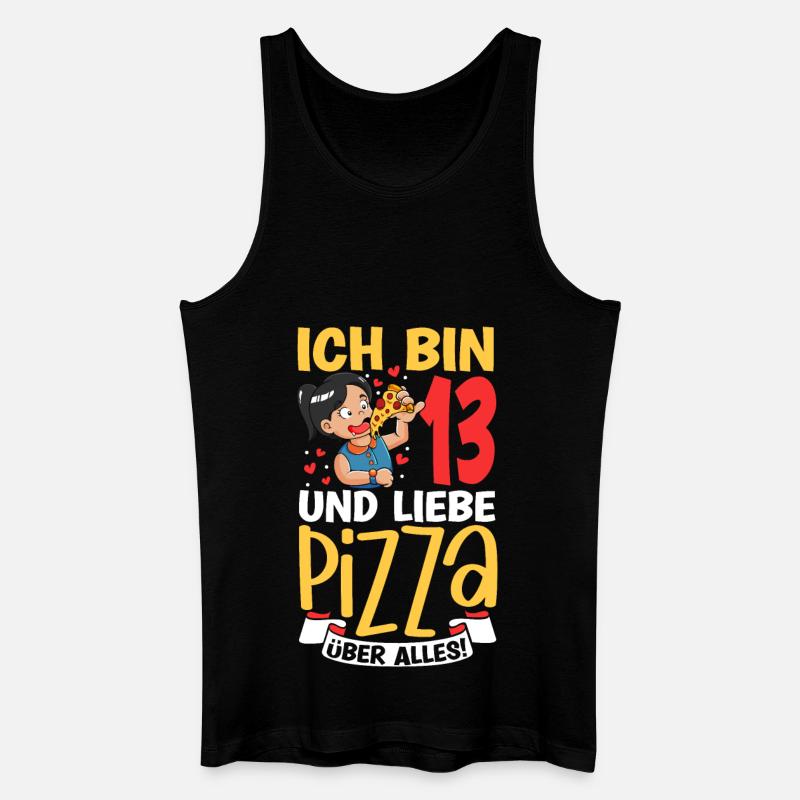 Ich bin 13 - Mädchen Pizza - Männer Bio Tank Top - Schwarz