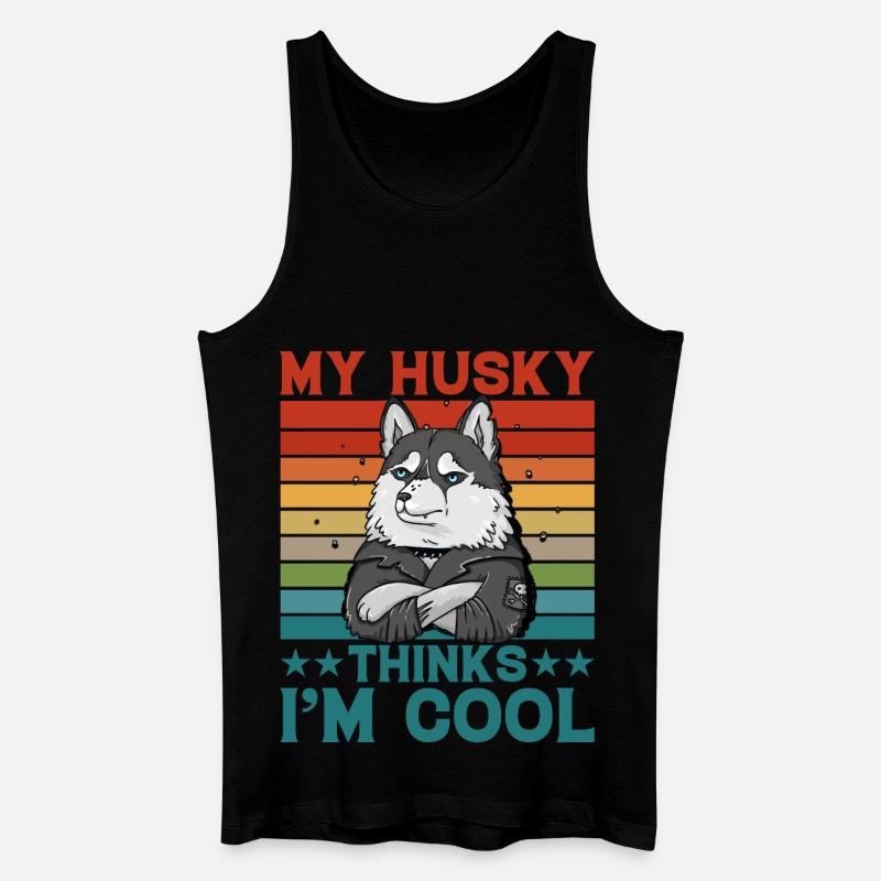 My Husky thinks I'm cool - Männer Bio Tank Top - Schwarz