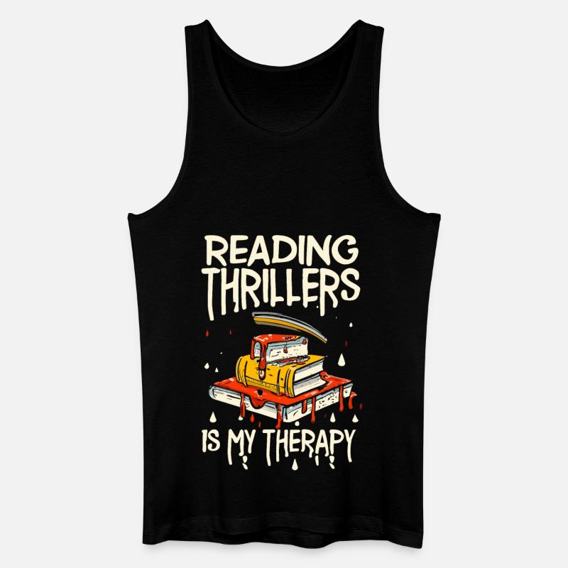 Reading Thrillers Is My Therapy - Männer Bio Tank Top - Schwarz